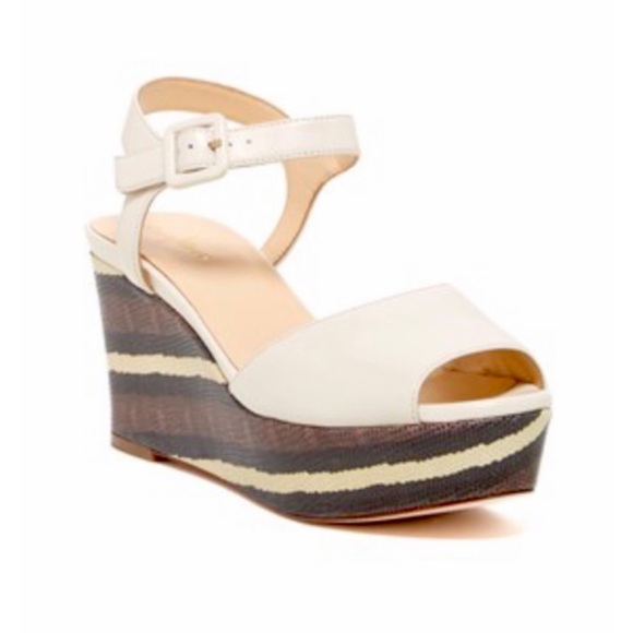 COLE HAAN • Cream/Multi Gillian Snake Print Wedge Heels, 7